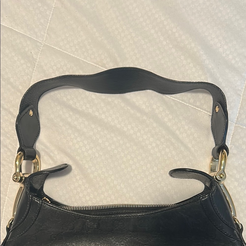 Gucci Horsebit Creole Hasler Guccissima Hobo Gold Black - Picture 13 of 15